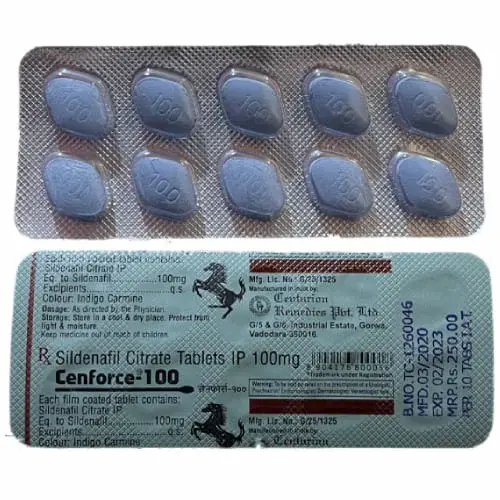 Blíster con comprimidos de Viagra Genérico 100 mg (Sildenafilo)
